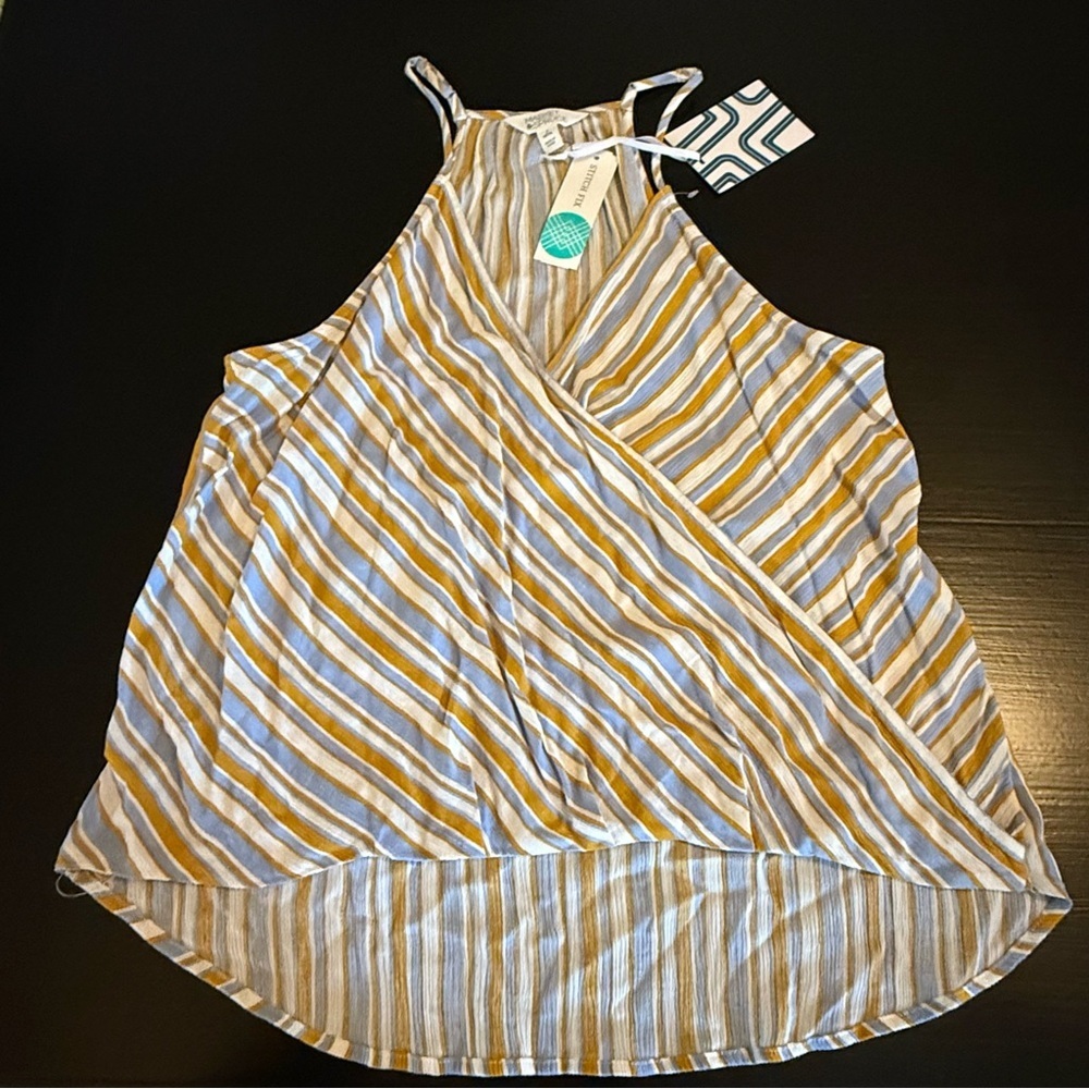 Market & Spruce Striped Halter Neck Women Top size a large petite NWT‎